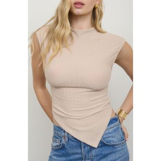 Blu Pepper Mock Neck Handkerchief Hem Top in Light Khaki at Nordstrom Rack, Size Medium