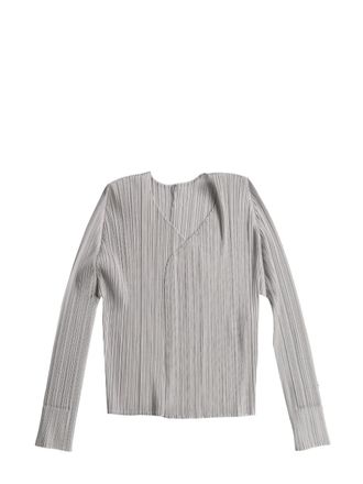 Pleats Please Issey Miyake V-neck pleated jacket - Grey