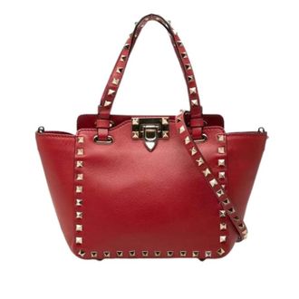 Valentino Pre-owned Studded Satchel - Dames - Pre-owned - Rood - Maat: ONE Size Leer