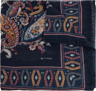 Etro Bloemen Paisley Sjaal - Dames - Sjaals - Blauw - ONE Size - Accessoires