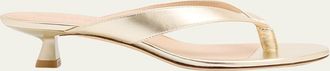 Stuart Weitzman Rio Metallic Kitten-Heel Thong Sandals