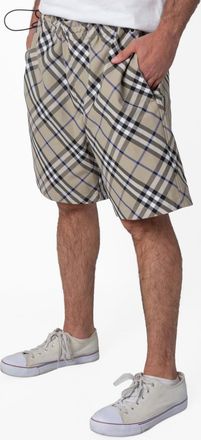 Burberry EKD Embroidered Check Shorts, Size X-Large