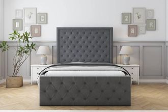 Sloomy Vienna Coniston Special Bed Frame. With 50 Upholstered Headboard in Dark Grey | Size: Single