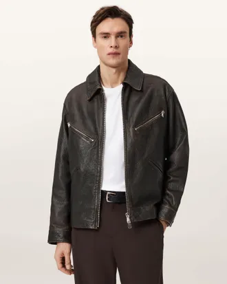 AllSaints Leather Starday Leather Jacket, Size: XXL