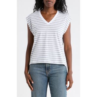 Nordstrom V-Neck Pima Cotton T-Shirt in Grey Heather- White Ruth Stp at Nordstrom Rack, Size X-Small