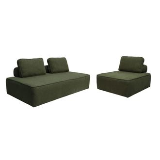 Sweeek Sof&aacute; modular en tejido borreguito, 3 plazas, verde kaki