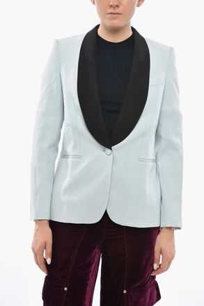 Stella McCartney Blazer CELINA in Lana Stretch con Collo Sciallato a Contrasto Stella McCartney