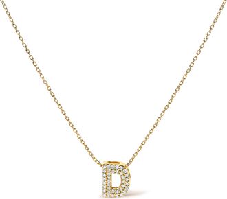 House of Brilliance 10K Gold Diamond Accent A-Z Initial Bubble Pendant Necklace