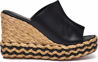 Paloma Barcel&oacute; Raffia Wedge Mules - Black