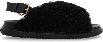 Marni Fur Slippers - Dames - Pantoffels - Zwart - 37 1/2 EU - Leer - Schoenen