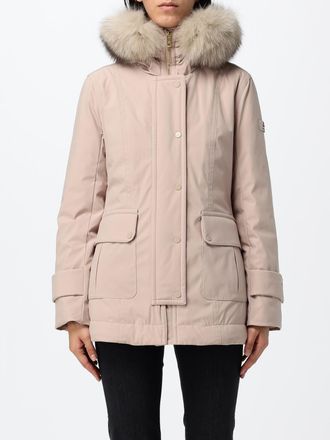 Peuterey Parka al ginocchio in poliestere con cappuccio in shearling e logo applicato