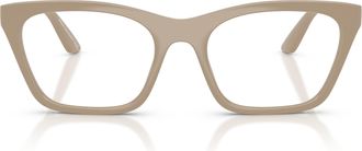 Emporio Armani Oversized Square Frame Eyeglasses with Gold-tone Accents