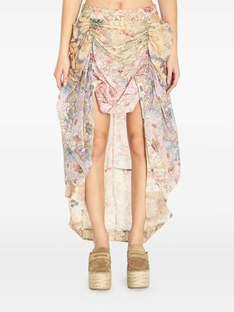 Zimmermann Rebellion floral asymmetric skirt - women - Linen/Flax/Silk - 1 - Neutrals