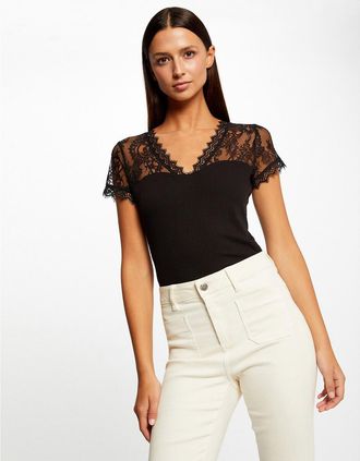 Morgan T-shirt met korte mouwen en kant