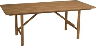 Macabane Conjunto de mesa y bancos de madera de teca reciclada en color natural