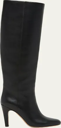 Ferragamo 95mm Nylu Leather Knee-High Boots