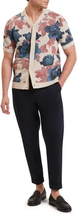 Ted Baker Ashqara Floral Knit Button-Up Shirt in Beige at Nordstrom, Size 2