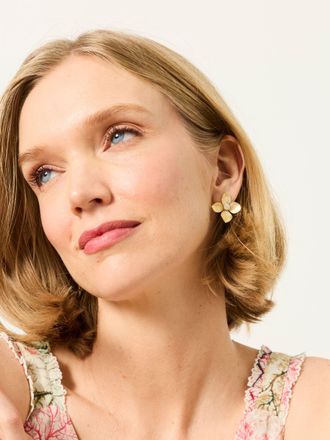 Fat Face FatFace Gold Tone V and A Flower Stud Earrings