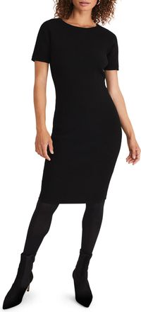 Phase Eight Womens Elsa Ribbed Short Sleeve T-Shirt Dress - Black - Size 14 UK