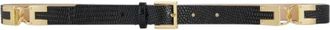 Elisabetta Franchi Lizard-embossed Leather Belt with Logo - Dames - Riemen - Zwart - S - Leer - Accessoires