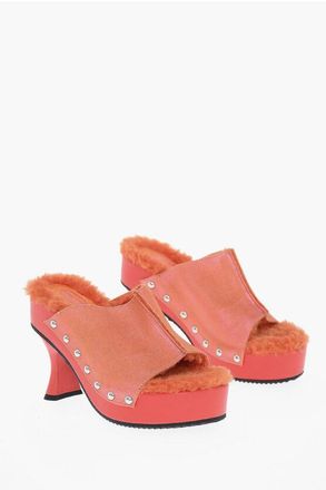 Diesel Metallic-Effect Mules D-WOODSTOCK with Studs and Faux Fur Li size 39