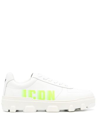 Dsquared2 logo-printed leather sneakers - men - Calf Leather/Rubber/Fabric/Calf Leather - 45.5 - Neutrals