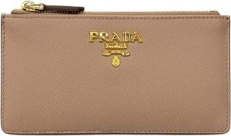 Prada Pre-owned Portemonnee - Dames - Vintage Accessoires - Beige - ONE Size - Leer - Vintage