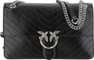 Pinko Love Birds Leren Klassieke Tas - Dames - Schoudertassen - Zwart - ONE Size - Tassen
