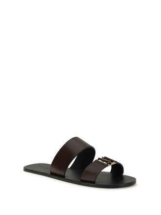 Saint Laurent Mens Babylone Sandals Coffee Calf Leather Bos Taurus