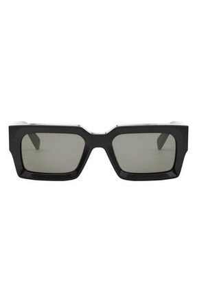 Celine 54mm Rectangular Sunglasses in Shiny Black /Smoke at Nordstrom