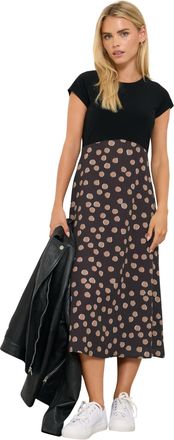 M&Co Petites Petite 2 in 1 Spot Print Maxi Dress - Womens Black