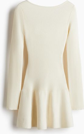 H&M Geripptes, ausgestelltes Kleid - White