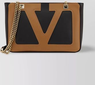 Valentino Garavani block chain leather rectangular shoulder bag