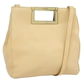 Ferragamo Tweedehands leren handtassen - Dames - Pre-owned - Beige - Maat: ONE Size Leer