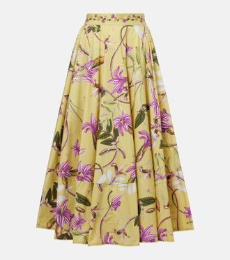 Agua Bendita Bergamota floral cotton maxi skirt