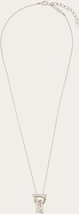 Ferragamo Women Gancini pendant necklace with crystal rings Silver