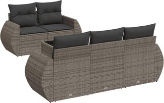 vidaXL Vidaxl - Set De Muebles De Jard&iacute;n 6 Pzas Y Cojines Rat&aacute;n Sint&eacute;tico Gris