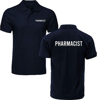 Generic Pharmacist Print Polo Shirt Chemist Empolyee Medicines Advisor Work Wear Uniform Adult Unisex Polo Top (Navy, M, m)