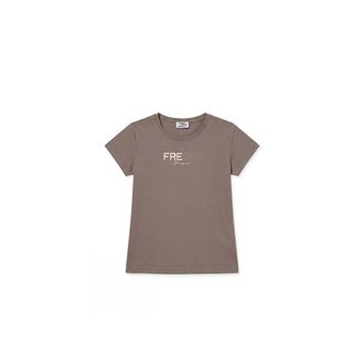 Freddy T-shirt Regular Donna con Logo Stampa Oro e Borchie
