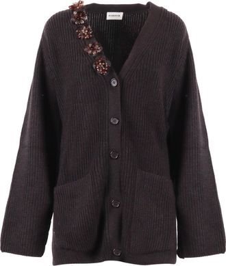 P.A.R.O.S.H. Chunky Ribbed Floral Cardigan