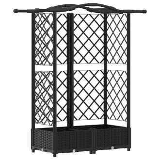 vidaXL Cama Elevada Con Trellis Y Techo Negro 124 X 40 X 126 Cm Pp Vidaxl