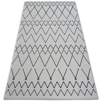 RugsX Rugsx - Alfombra Sense Micro 81249 Zigzag Etno Blanco/azul White 160x230 Cm