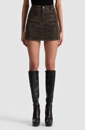 Alice & Olivia Joss Embellished Denim Miniskirt in Maya Charcoal Black at Nordstrom Rack, Size 25