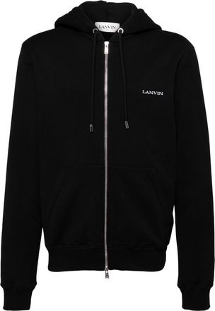 Lanvin archives print zipped hoodie - men - Cotton - S - Black