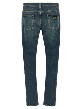 Dolce & Gabbana Stone-Washed Stretch Denim Jeans - Blue