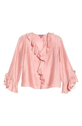 Vince Camuto Ruffle Long Sleeve Top in Coral Dusk at Nordstrom, Size X-Small P