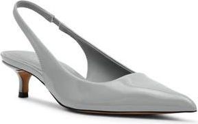 Steve Madden Kittie Slingback Pointed Toe Kitten Heel Pump in Grey Patent at Nordstrom Rack, Size 6