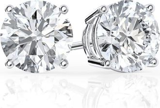 Grown Brilliance 4 Carat Total Weight Round Lab Grown Diamond Stud Earrings in 14K White Gold, Push Back, F Color, VS Clarity, 4 Prong Setting