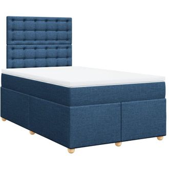 vidaXL Cama Box Spring Con Colch&oacute;n Tela Azul 120x190 Cm Vidaxl