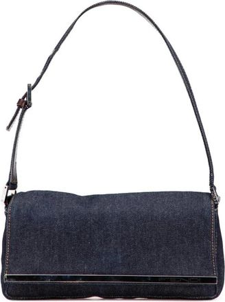 Fendi Pre-owned Shoulder Bags, female, Blue, Size: ONE SIZE Pre-owned Denim Baguette Bag